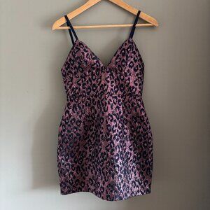 Pink+Navy Lurex Cocktail Mini Dress